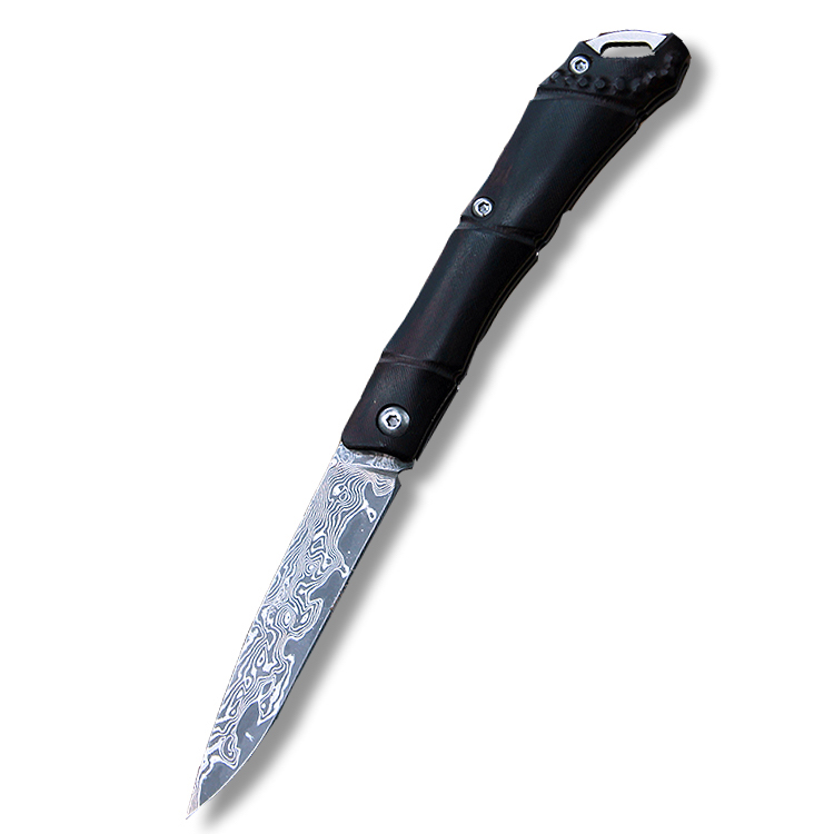Damascus Ebony Pocket knife