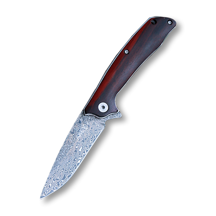 Damascus Rosewood folding knife