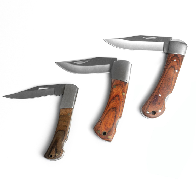 Wooden handle Lockback knife